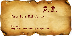 Petrich Mihály névjegykártya